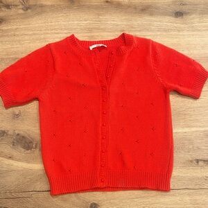Sezane Red Button-Up Cardigan